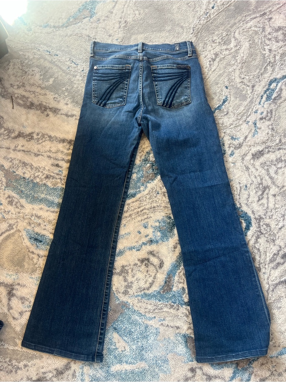 7 For All Mankind Dark Blue Wide Leg Jeans